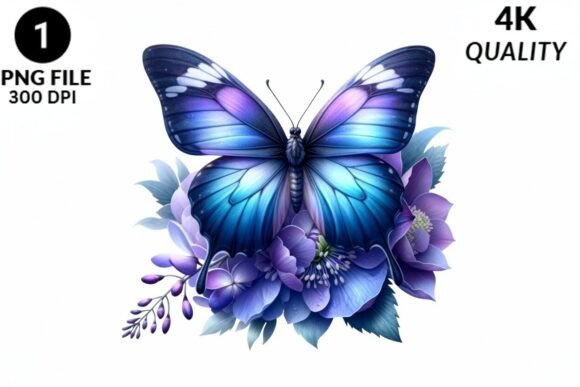 Blue Purple Butterfly Floral PNG Clipart Review