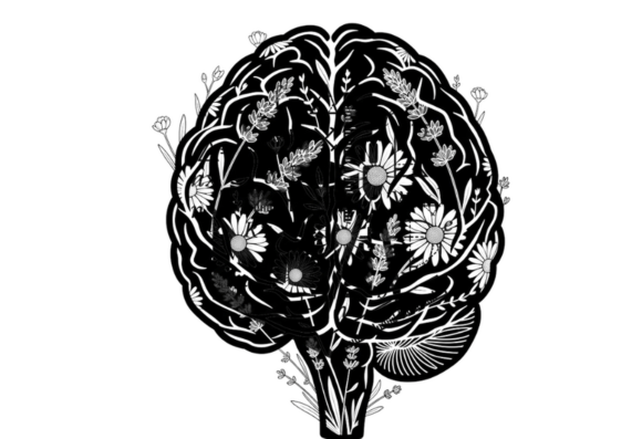 Floral Brain Art Print Black and White Review