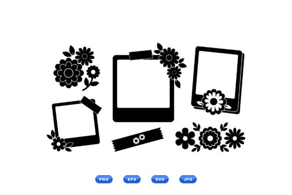 Floral Photo Frame Clipart for Embroidery