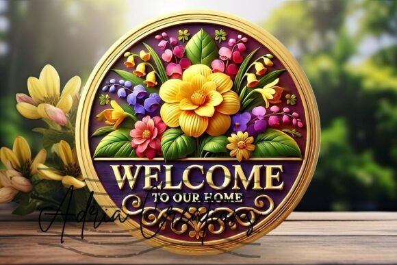 Floral Welcome to Our Home Png Door Sign Review