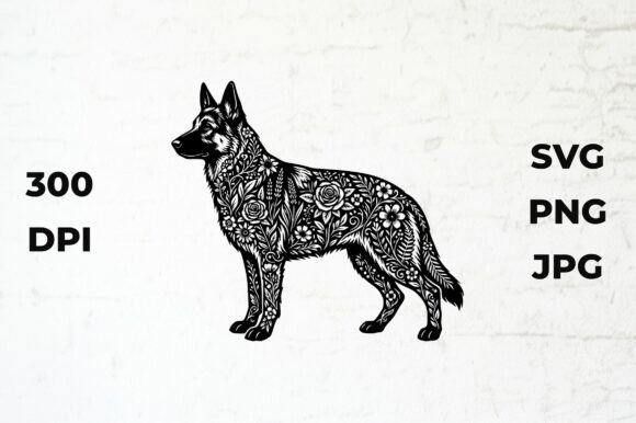 German Shepherd Silhouette with Floral: A Designer's Review