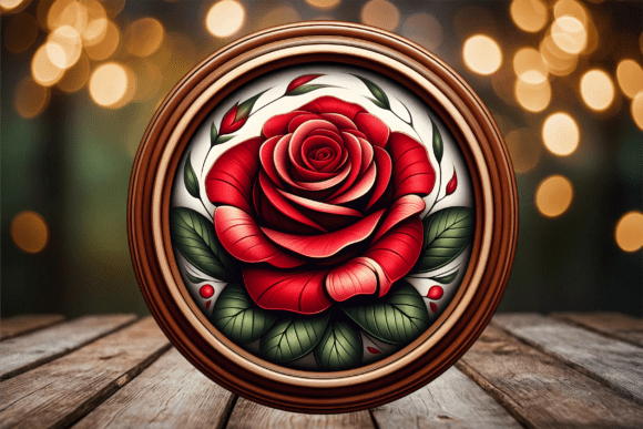 Intage Red Rose Floral Round Door Sign Review