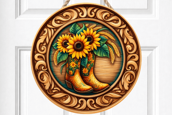 Sunflower Cowboy Boots Floral Door Sign Review