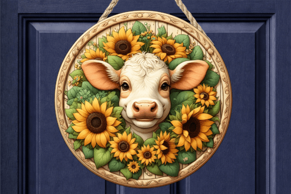 Sunflower White Calf Floral Door Sign Review